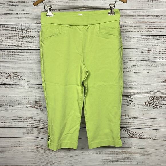 Christopher & Banks Signature Slimming Capri Pants Lime Green Size 4 - Picture 2 of 6